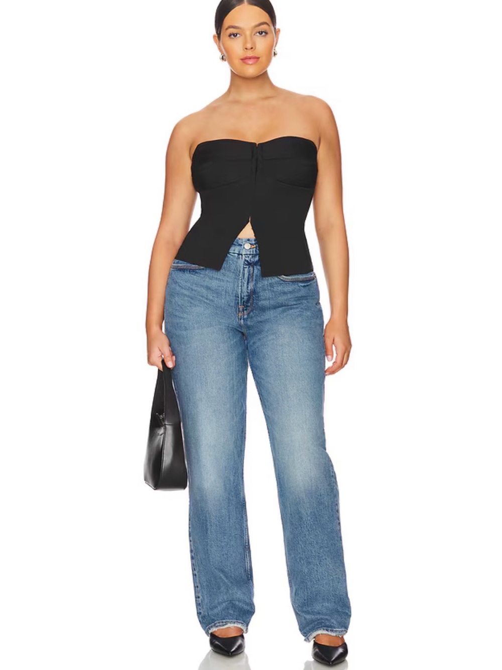 Good American Straight Leg Jeans in Medium Blue Wash